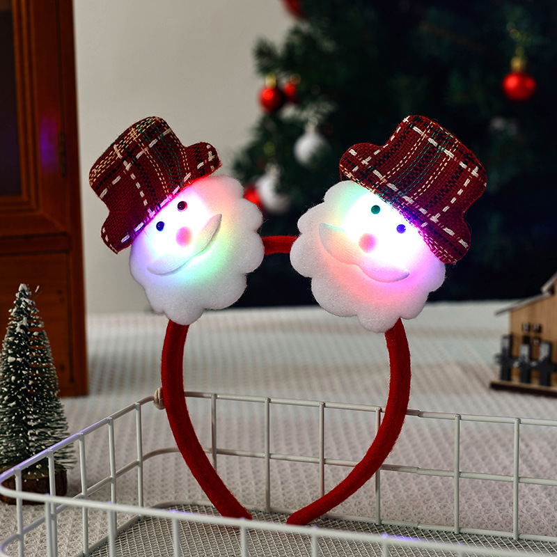 Christmas Reindeer and Snowman Light-Up Headbands Festive Holiday Accessories