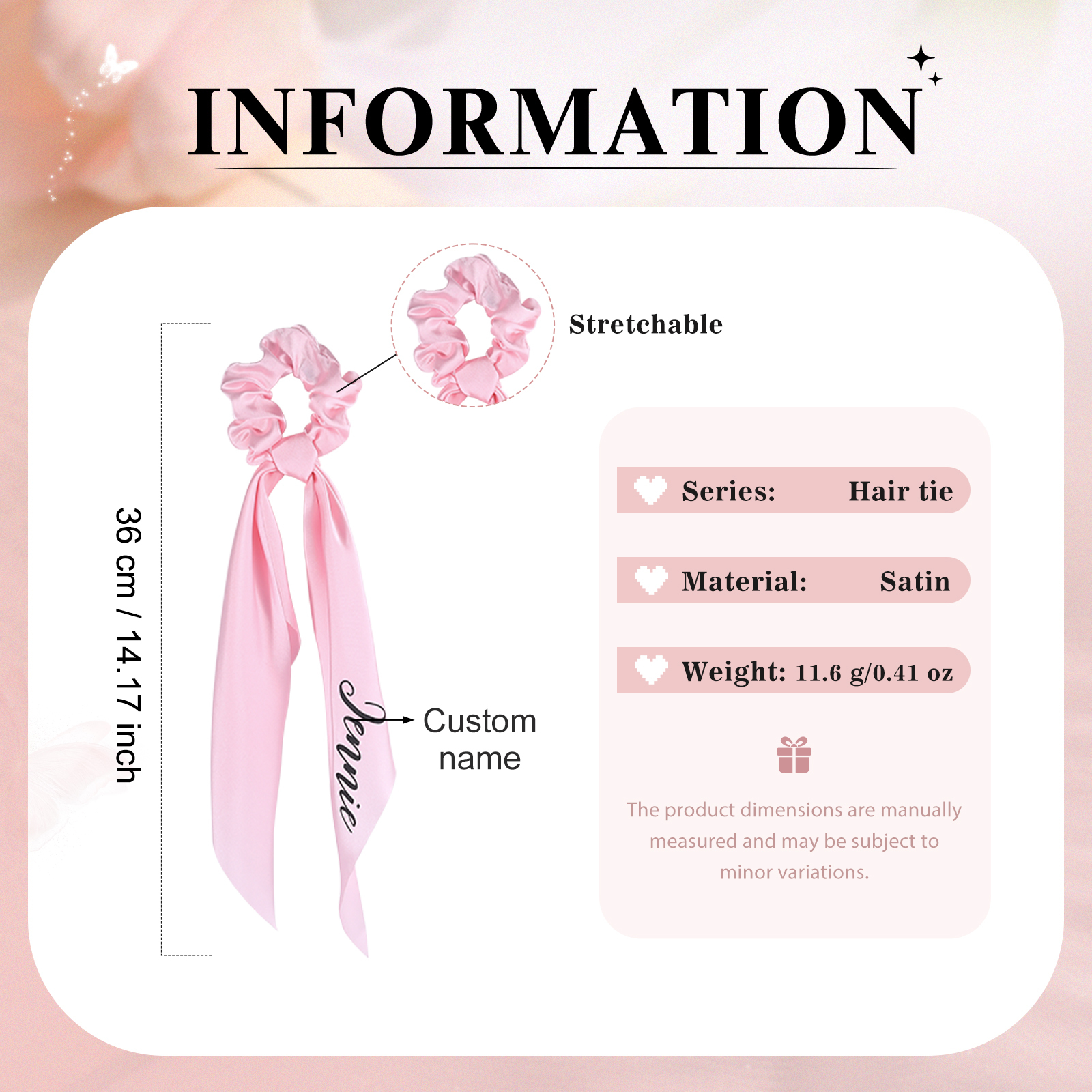 Personalised Satin Scrunchie with Name – Custom Gift for Women | Jessemade