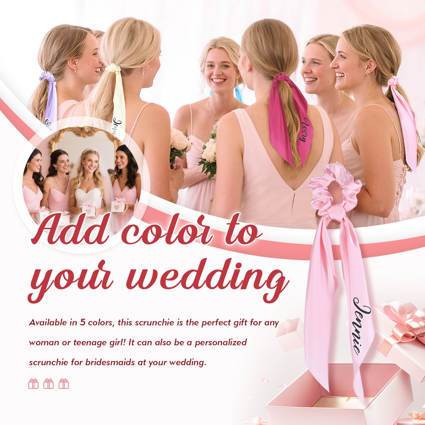 Personalised Satin Scrunchie with Name – Custom Gift for Women | Jessemade