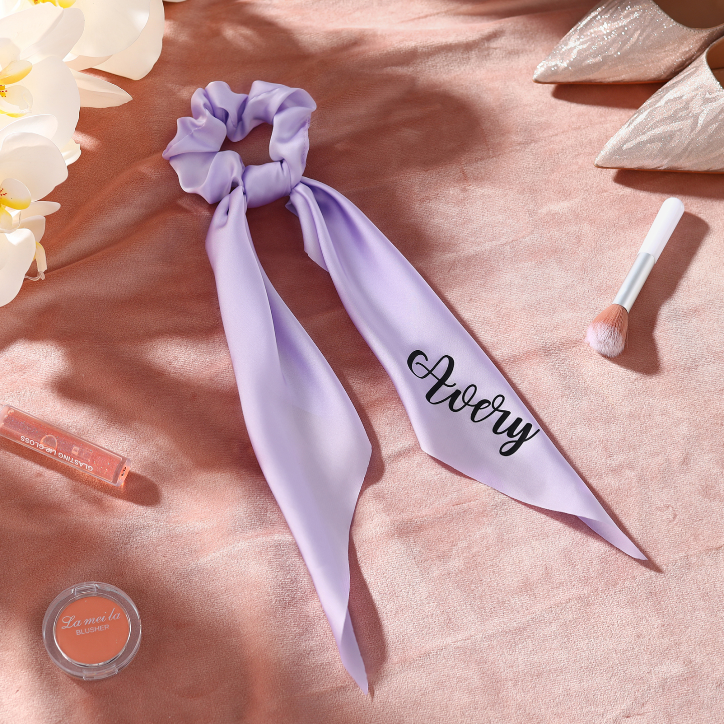 Personalised Satin Scrunchie with Name – Custom Gift for Women | Jessemade