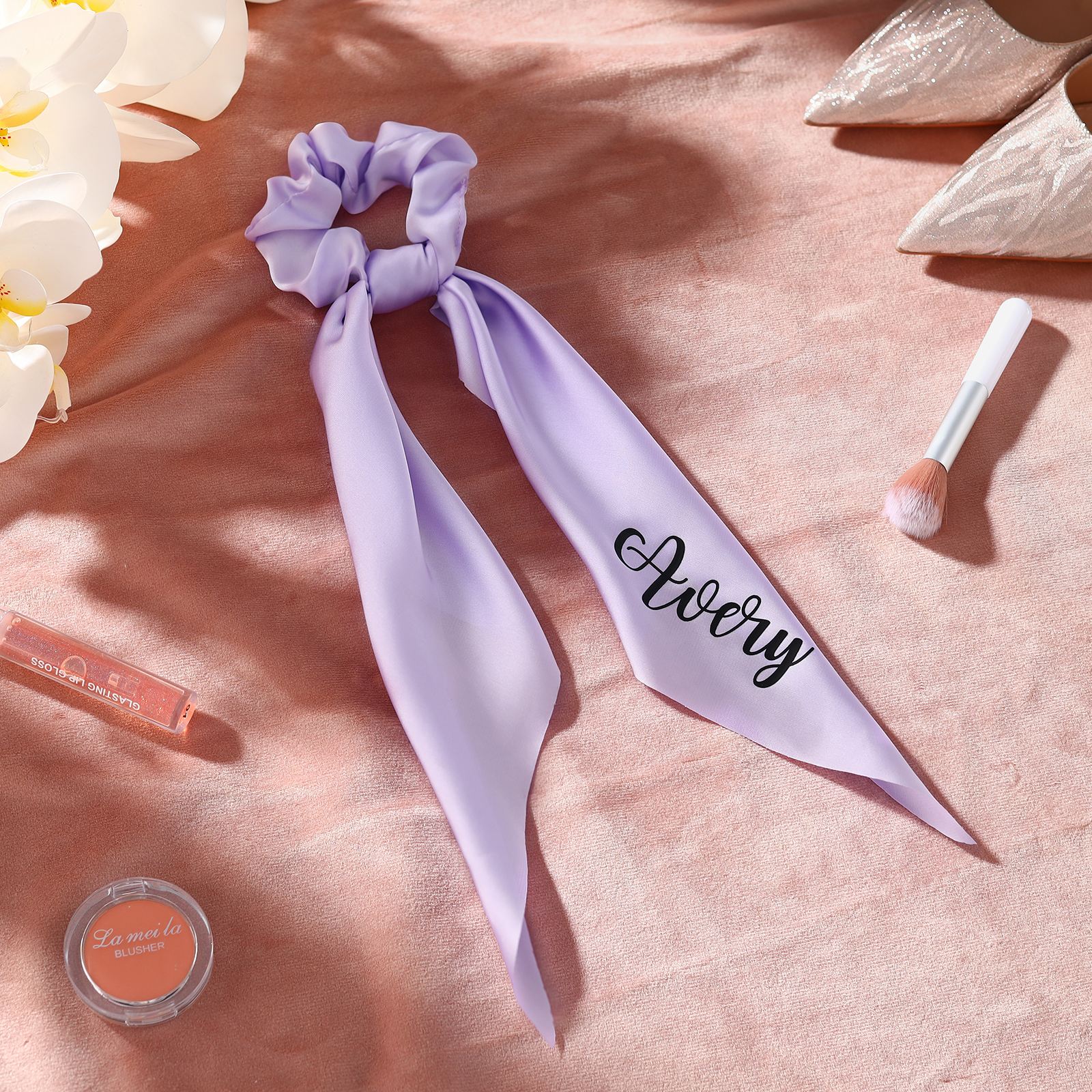 Personalised Satin Scrunchie with Name – Custom Gift for Women | Jessemade