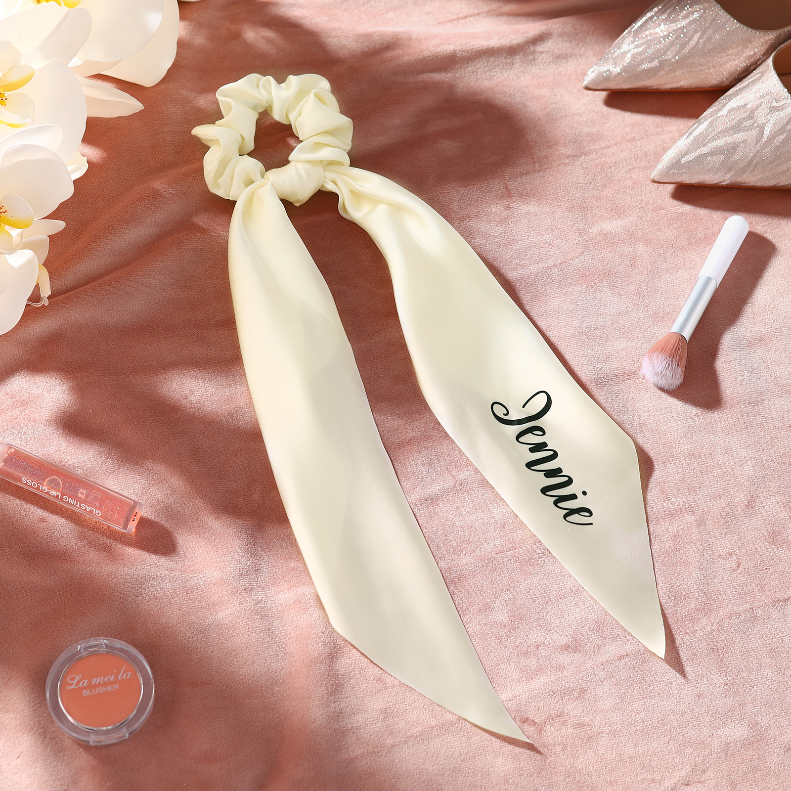 Personalised Satin Scrunchie with Name – Custom Gift for Women | Jessemade