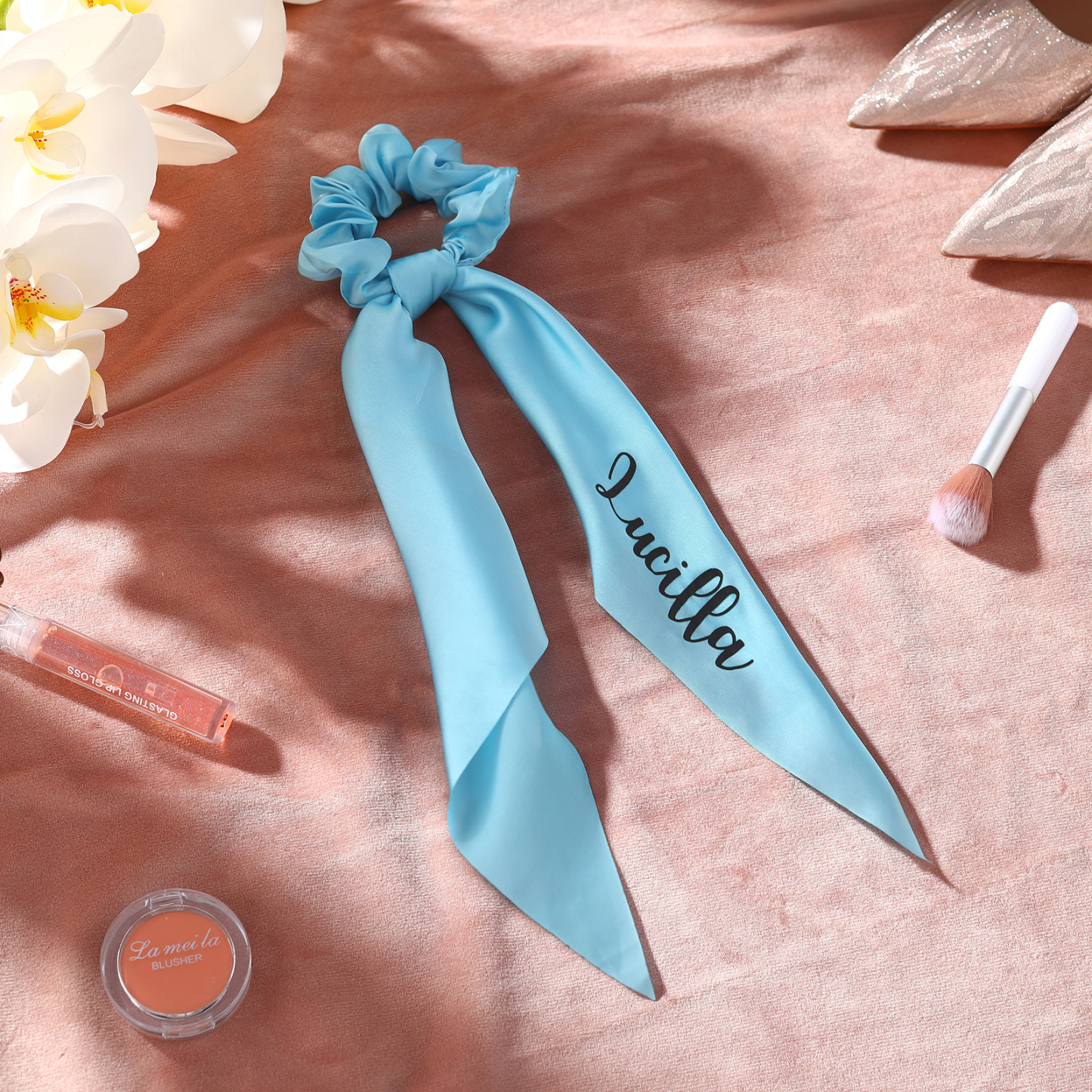 Personalised Satin Scrunchie with Name – Custom Gift for Women | Jessemade