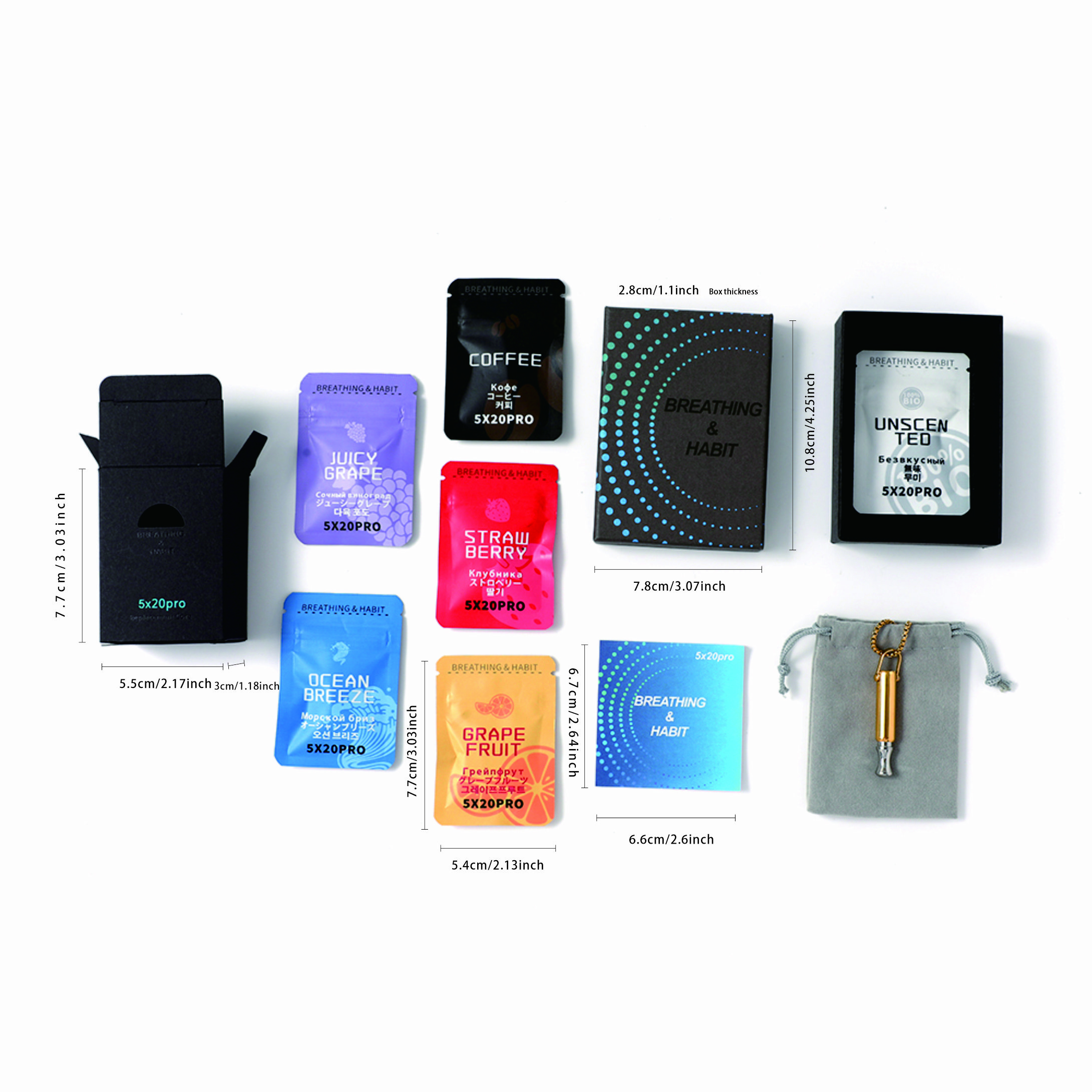 Breathing necklace with wooden pendant to relieve anxiety and stop smoking