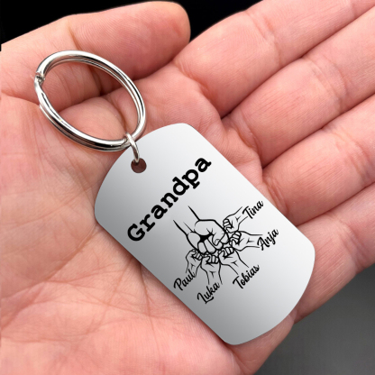Personalised Fist Bump Keychain Custom 5 Names & 1 Text Keyring Gifts for Grandpa/Poppy-Jessemade AU