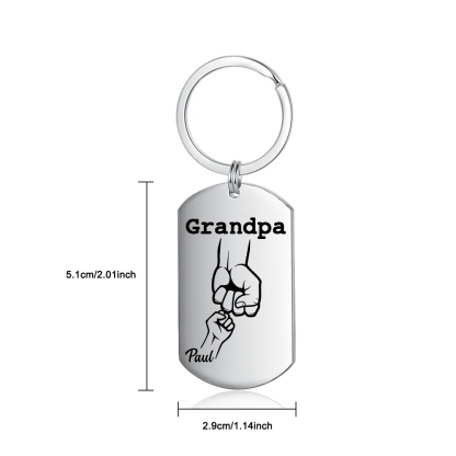 Personalised Fist Bump Keychain Custom 1 Name & 1 Text Keyring Gifts for Grandpa/Poppy-Jessemade AU