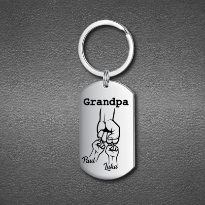 Personalised Fist Bump Keychain Custom 2 Names & 1 Text Keyring Gifts for Grandpa/Poppy-Jessemade AU
