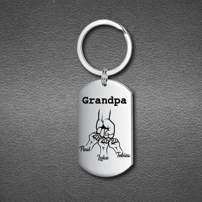 Personalised Fist Bump Keychain Custom 3 Names & 1 Text Keyring Gifts for Grandpa/Poppy-Jessemade AU