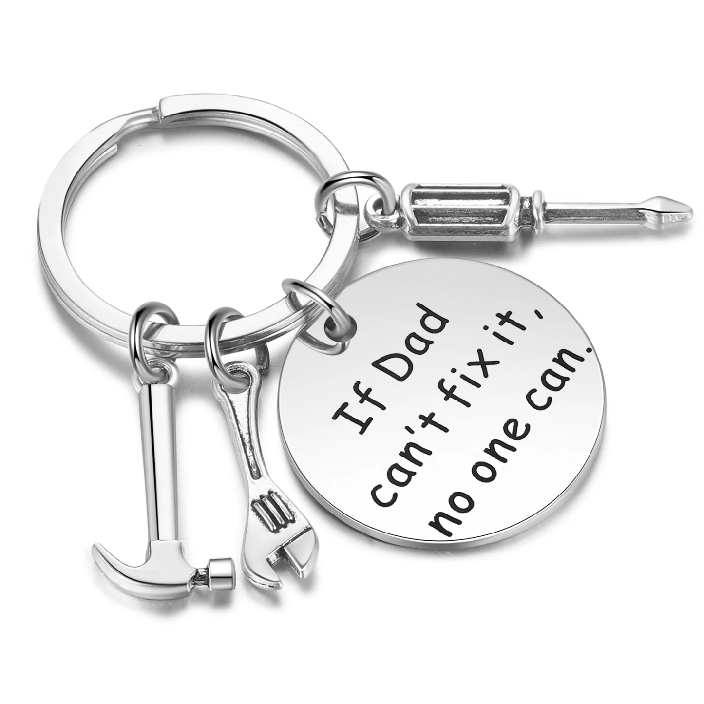 “If Dad Can’t Fix It, No One Can” Stainless Steel Keyring – Practical Gift for Dad | Jessemade