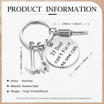 “If Dad Can’t Fix It, No One Can” Stainless Steel Keyring – Practical Gift for Dad | Jessemade