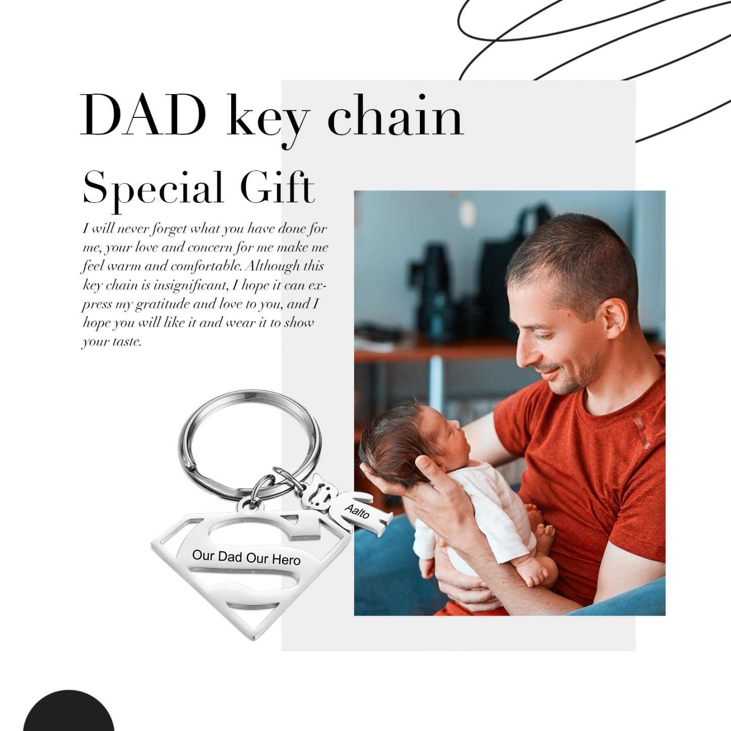 Kid Charm Superhero Personalised Keyring with 1 Name for Father's Day | Jessemade