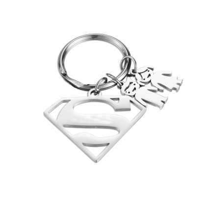 Kid Charm Superhero Personalised Keyring with 2 Names for Father's Day | Jessemade