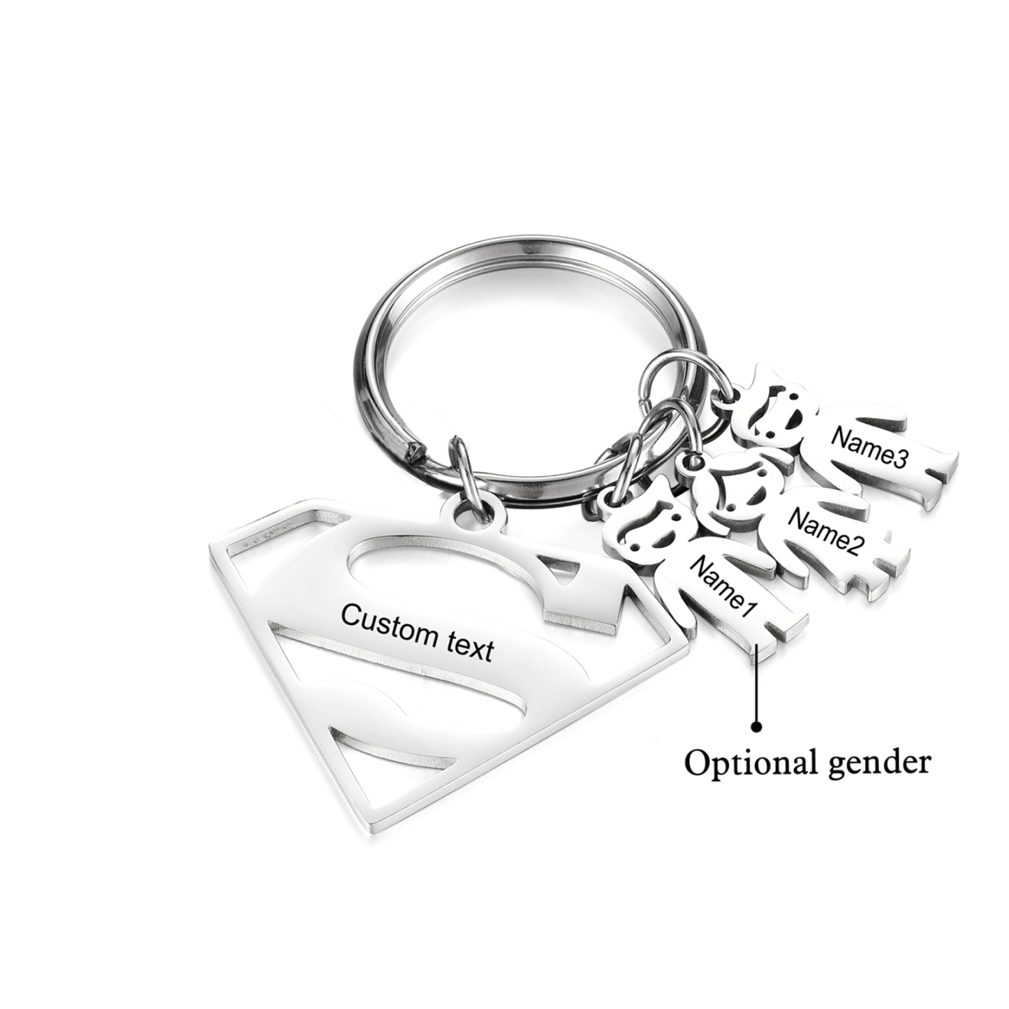 Kid Charm Superhero Personalised Keyring with 3 Names for Father's Day | Jessemade