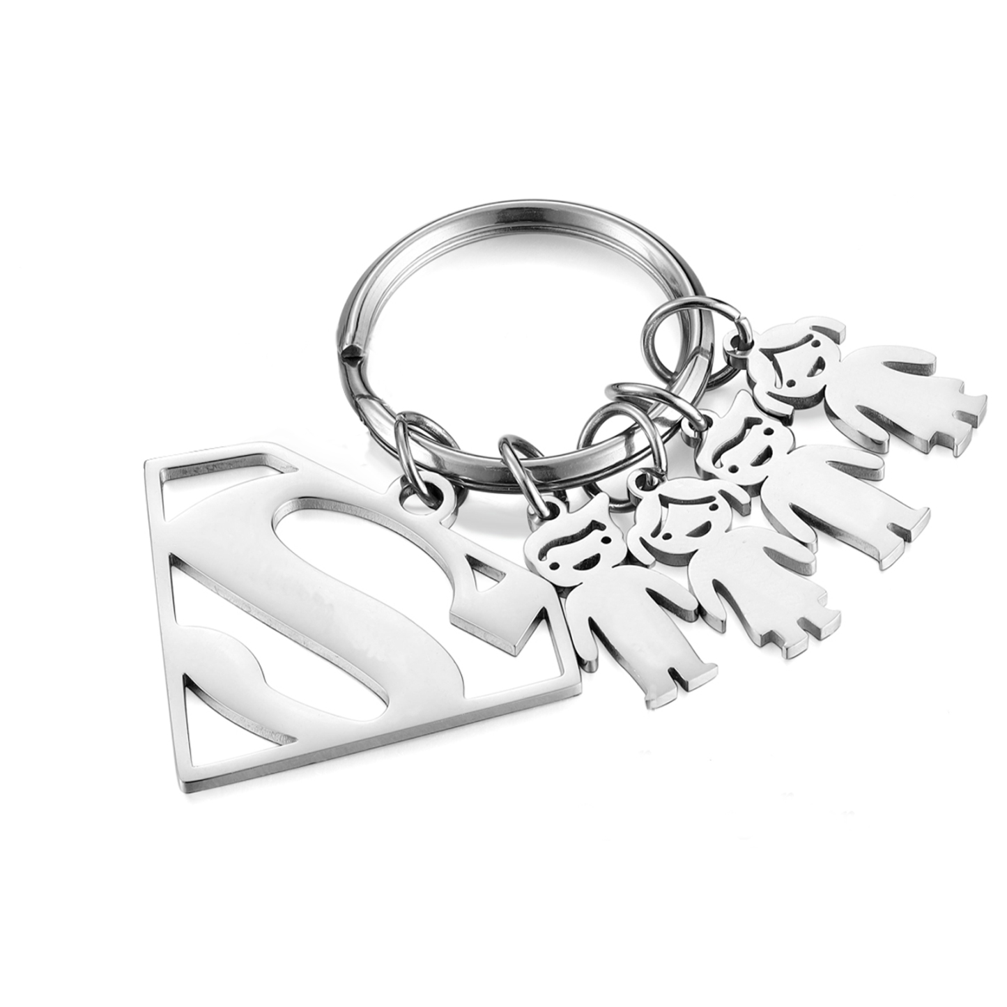 Kid Charm Superhero Personalised Keyring with 4 Names for Father's Day | Jessemade