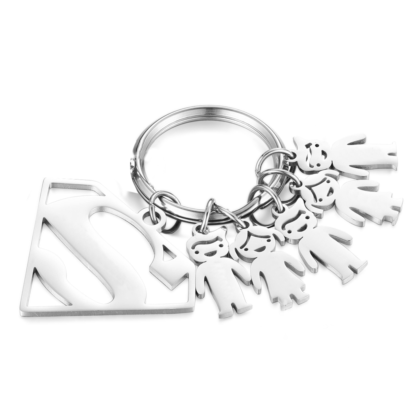 Kid Charm Superhero Personalised Keyring with 5 Names for Father's Day | Jessemade