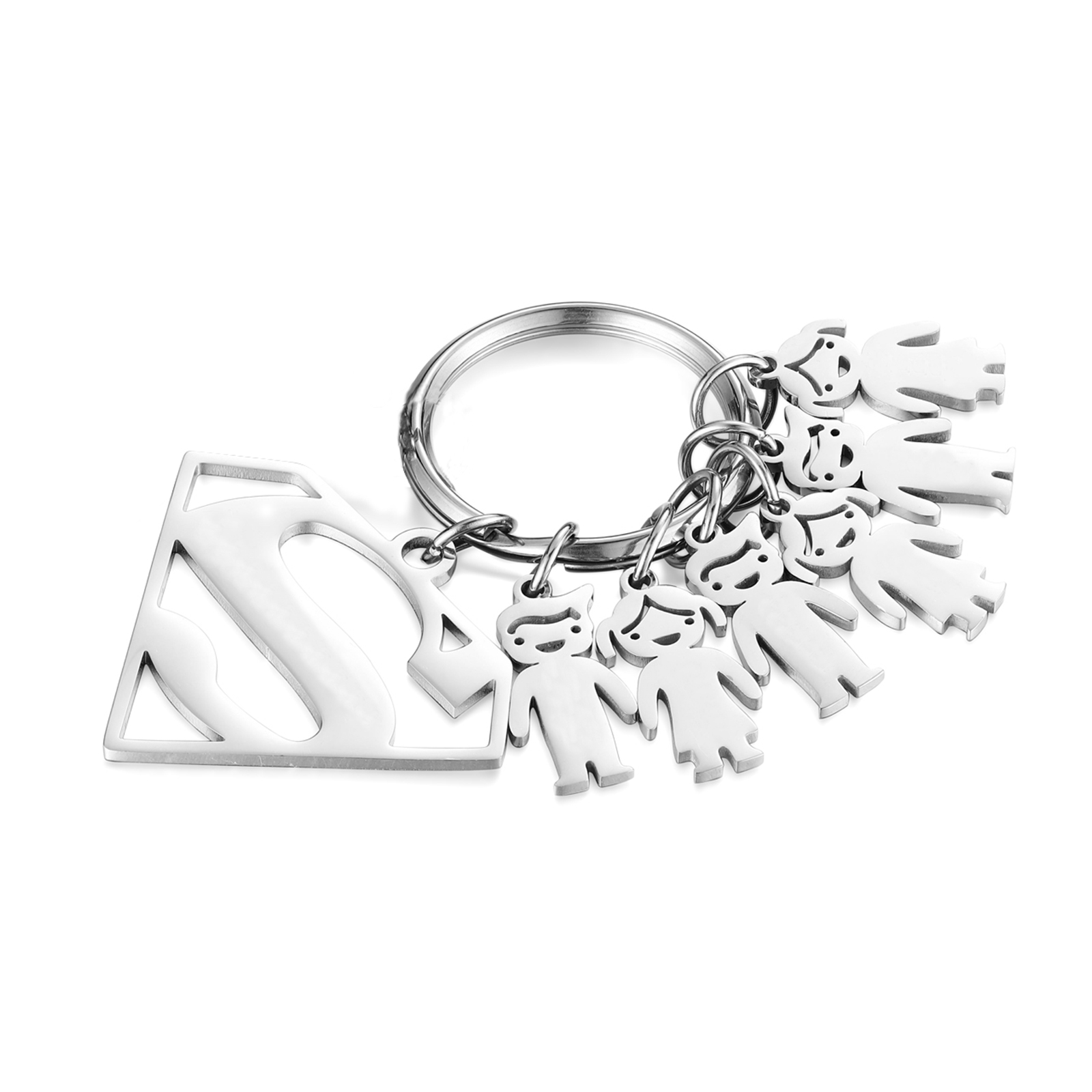 Kid Charm Superhero Personalised Keyring with 6 Names for Father's Day | Jessemade