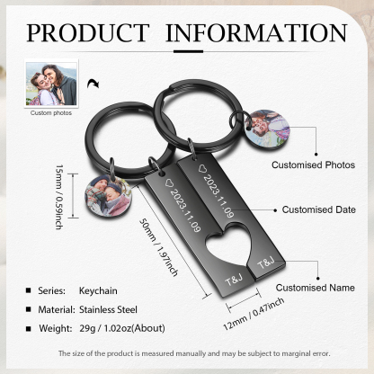 Personalised Gift Box for Him 2 Keychains Eye Photo Bracelet Wallet Card with Custom Photos & Names