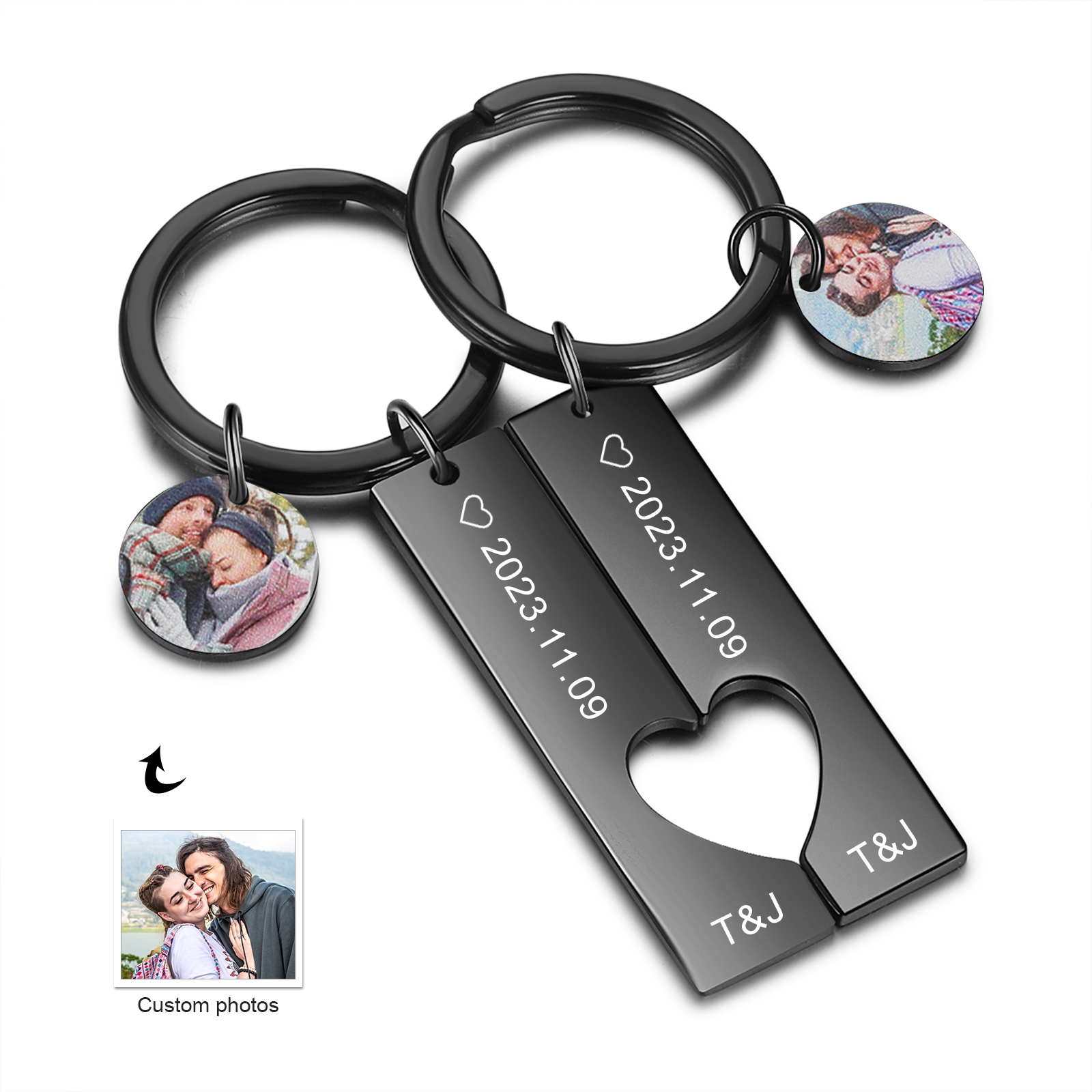 Personalised Gift Box for Him 2 Keychains Eye Photo Bracelet Wallet Card with Custom Photos & Names