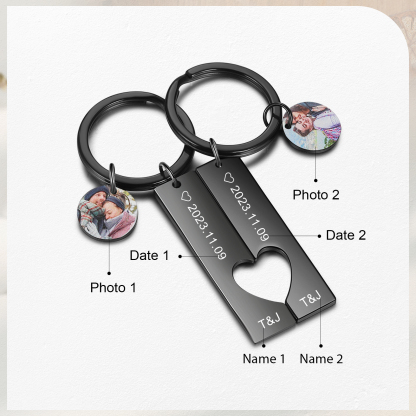 Personalised Gift Box for Him 2 Keychains Eye Photo Bracelet Wallet Card with Custom Photos & Names