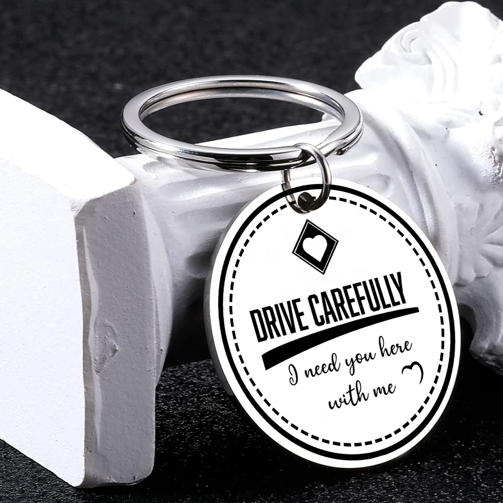 Personalised Photo Keychain Drive CarefullY I Need You Here With Me Gift for Couples