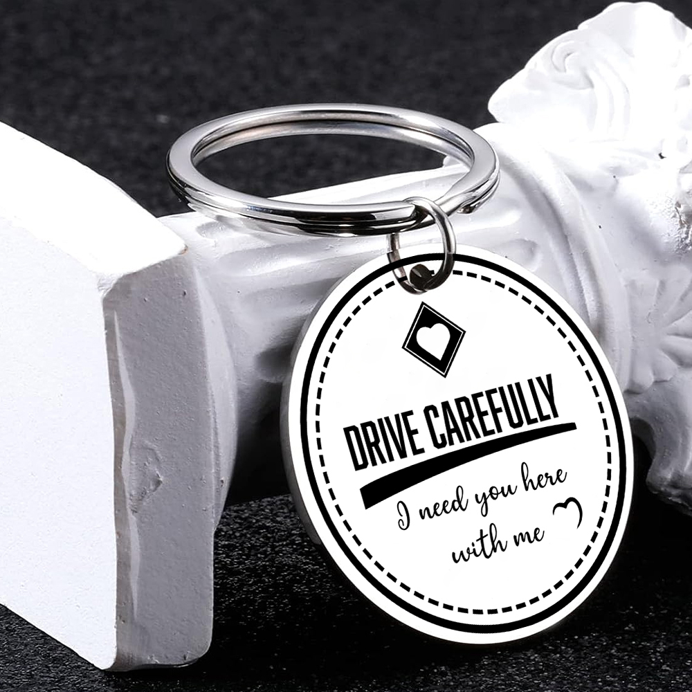 Personalised Photo Keychain Drive CarefullY I Need You Here With Me Gift for Couples