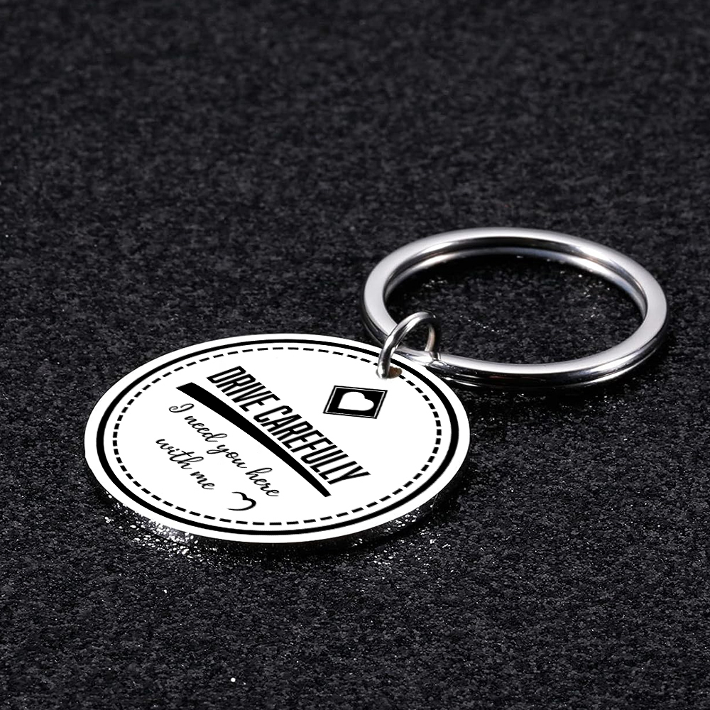 Personalised Photo Keychain Drive CarefullY I Need You Here With Me Gift for Couples
