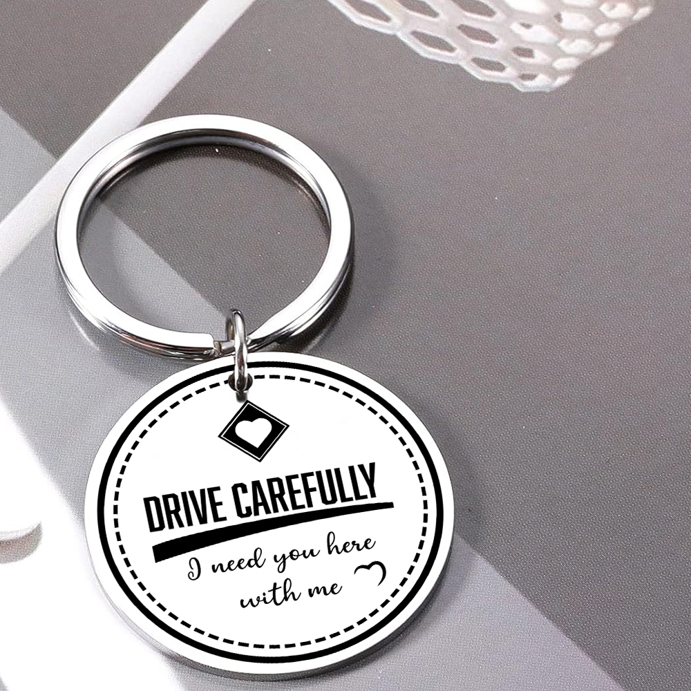 Personalised Photo Keychain Drive CarefullY I Need You Here With Me Gift for Couples