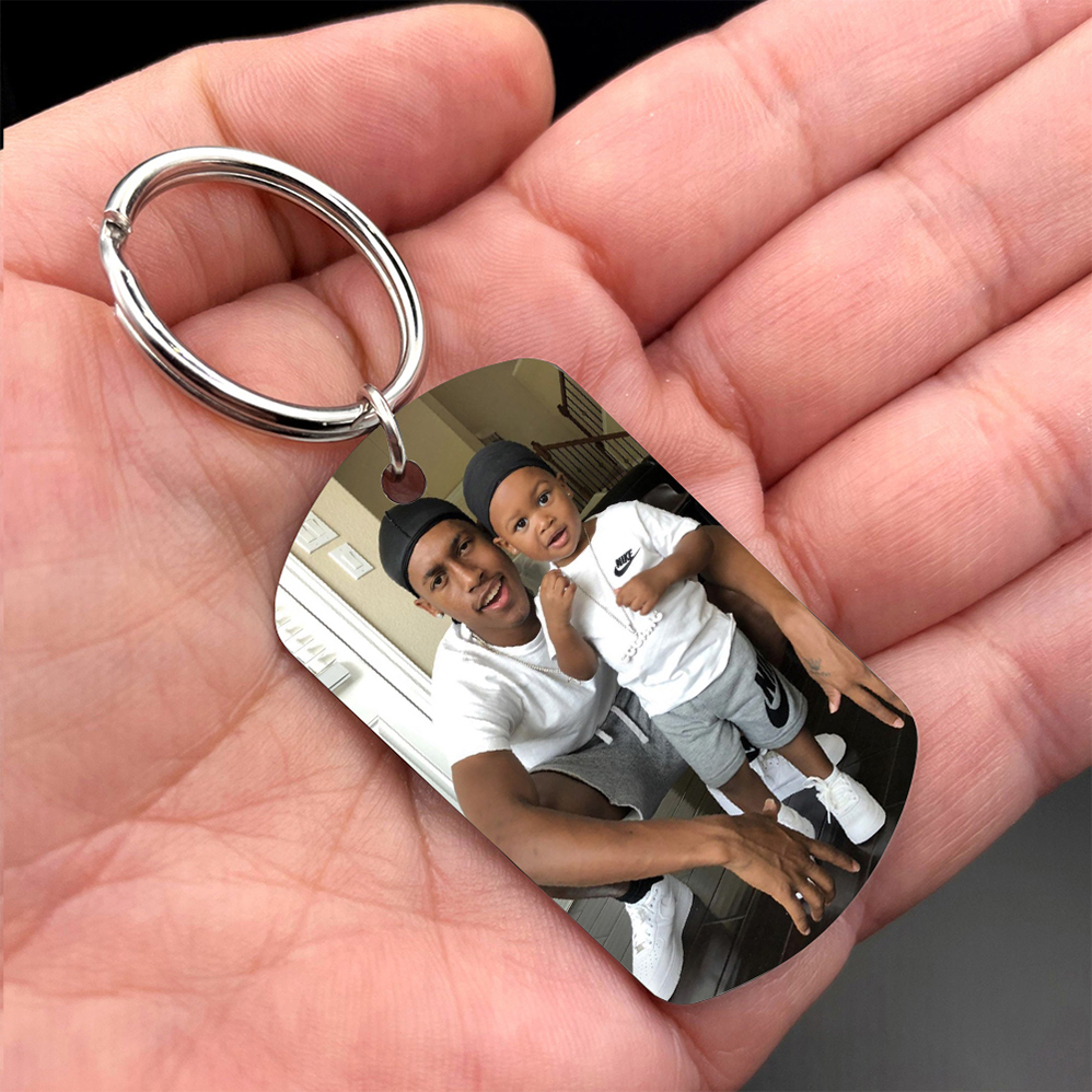 2 Texts, 1 Name & 1 Photo Personalised Keyring – “Daddy’s Team” Design | Jessemade