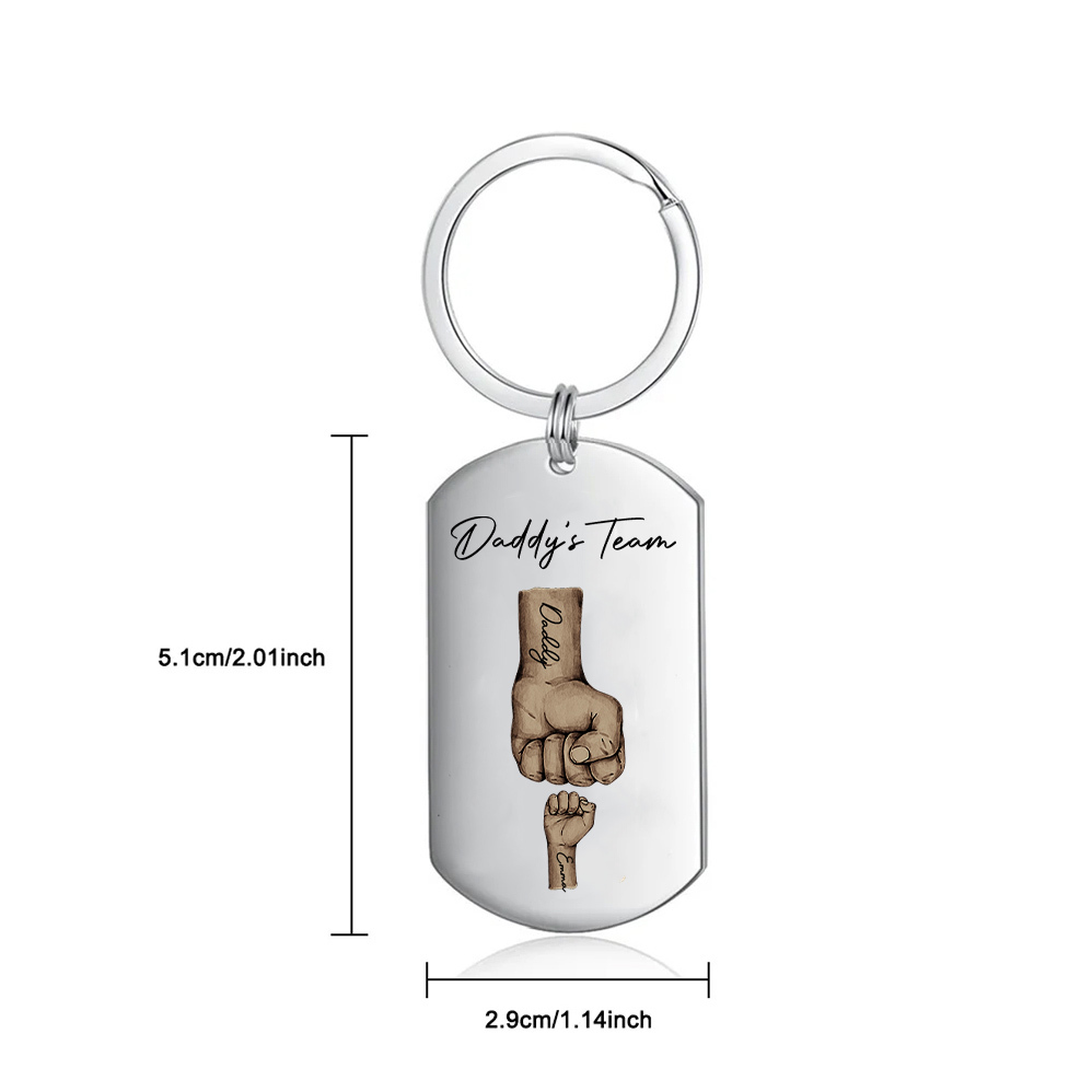 2 Texts, 1 Name & 1 Photo Personalised Keyring – “Daddy’s Team” Design | Jessemade
