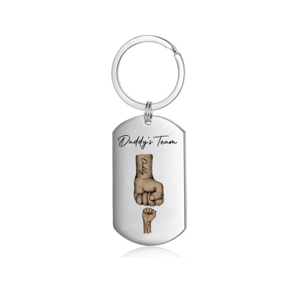 2 Texts, 1 Name & 1 Photo Personalised Keyring – “Daddy’s Team” Design | Jessemade