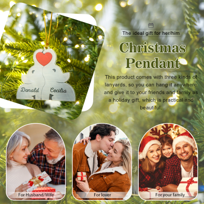 Personalised Acrylic Elephant Keychain Custom 2 Names Hanging Ornaments Christmas Keyring for Couple | Jessemade-Jessemade AU