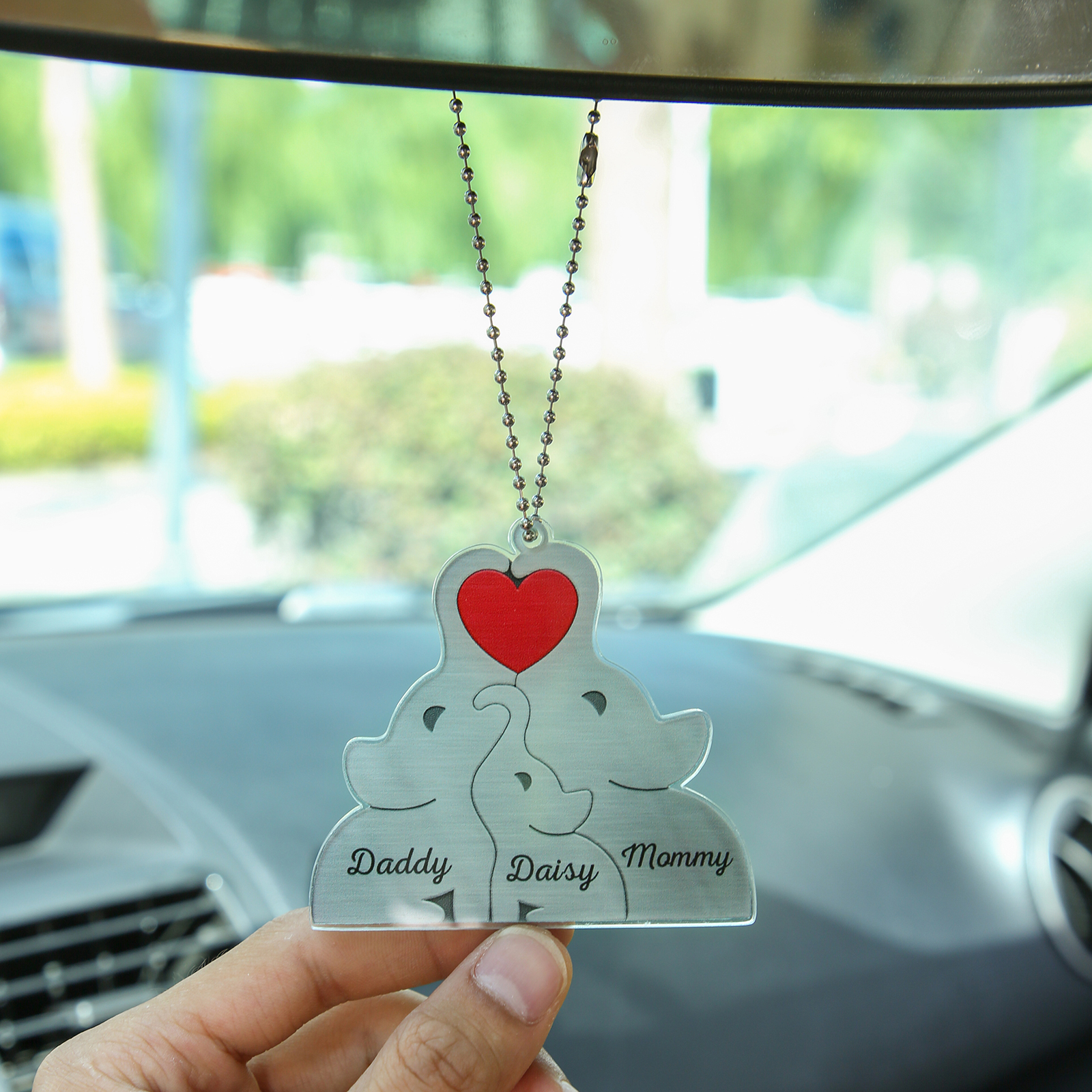 Personalised Acrylic Elephant Keychain Custom 3 Names Hanging Ornaments Christmas Keyring for Family | Jessemade-Jessemade AU