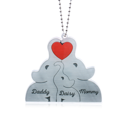 Personalised Acrylic Elephant Keychain Custom 3 Names Hanging Ornaments Christmas Keyring for Family | Jessemade-Jessemade AU