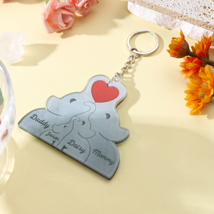 Personalised Acrylic Elephant Keychain Custom 4 Names Hanging Ornaments Christmas Keyring for Family | Jessemade-Jessemade AU
