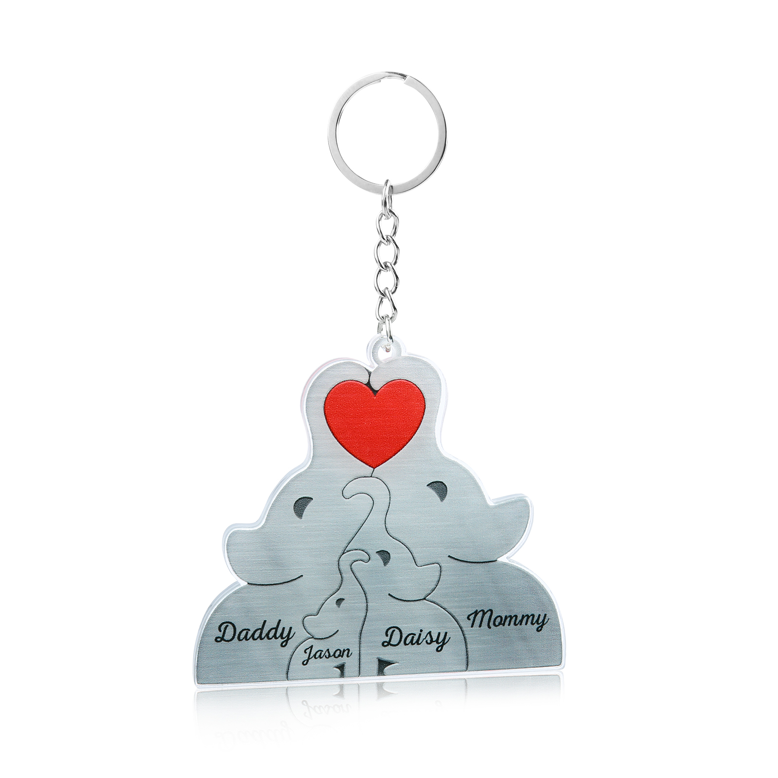 Personalised Acrylic Elephant Keychain Custom 4 Names Hanging Ornaments Christmas Keyring for Family | Jessemade-Jessemade AU