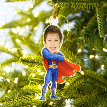 Acrylic Superman Keyring Custom Photo Hanging Ornaments Personalised Keychain for Him | Jessemade-Jessemade AU