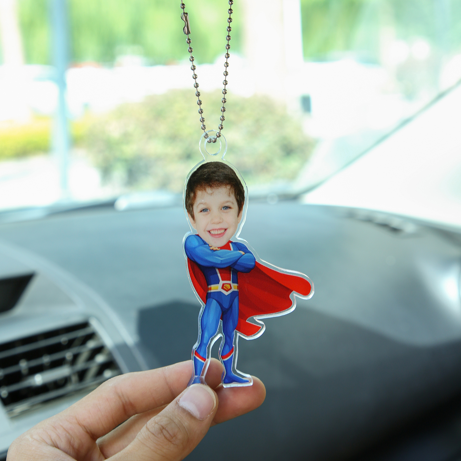 Acrylic Superman Keyring Custom Photo Hanging Ornaments Personalised Keychain for Him | Jessemade-Jessemade AU