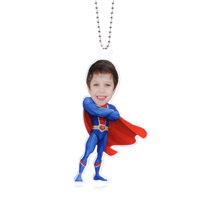 Acrylic Superman Keyring Custom Photo Hanging Ornaments Personalised Keychain for Him | Jessemade-Jessemade AU