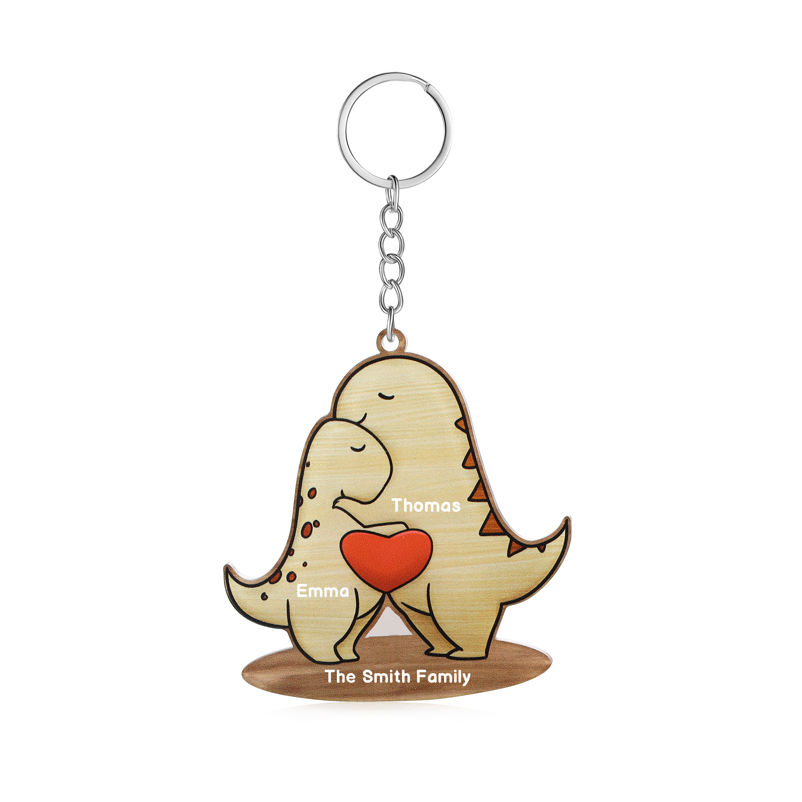 2 Names - Personalised Acrylic Dinosaur Keychain Custom Text & Name Ornament Gifts for Father/Mother-Jessemade AU
