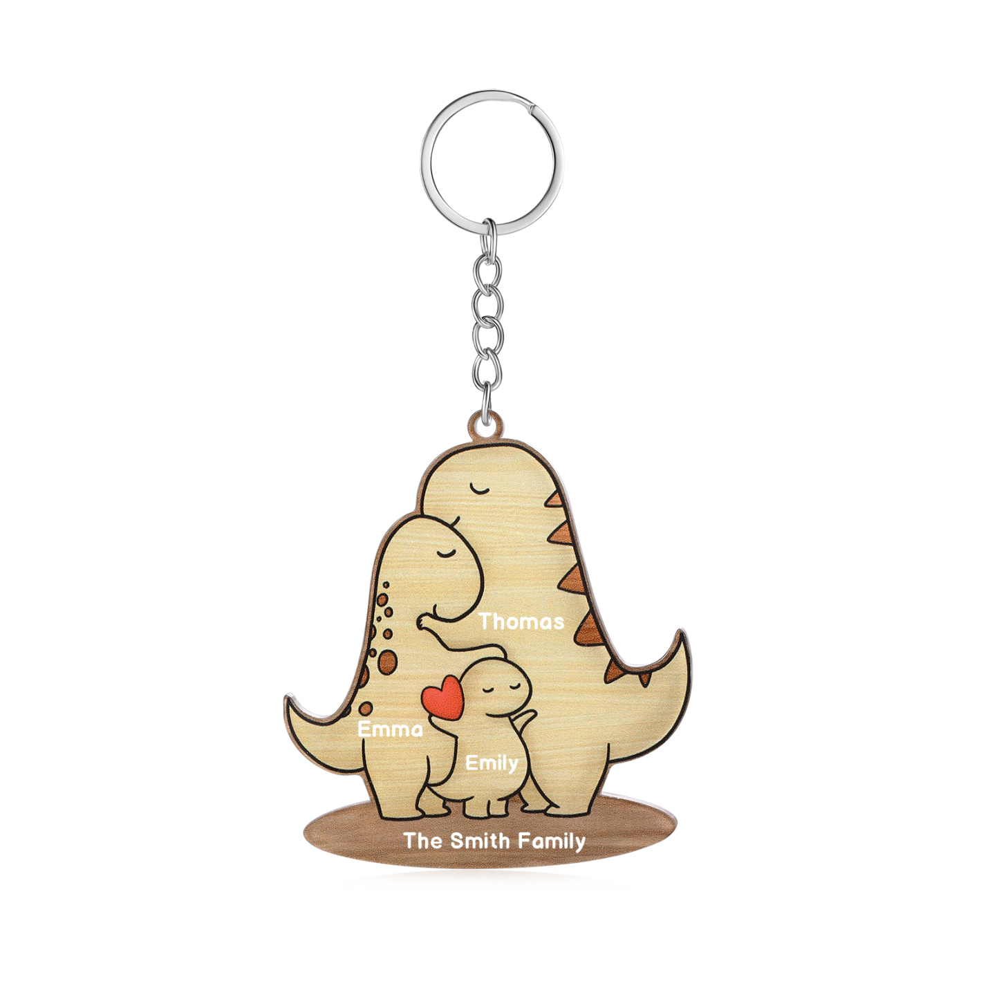 3 Names - Personalised Acrylic Dinosaur Keychain Custom Text & Name Ornament Gifts for Father/Mother-Jessemade AU