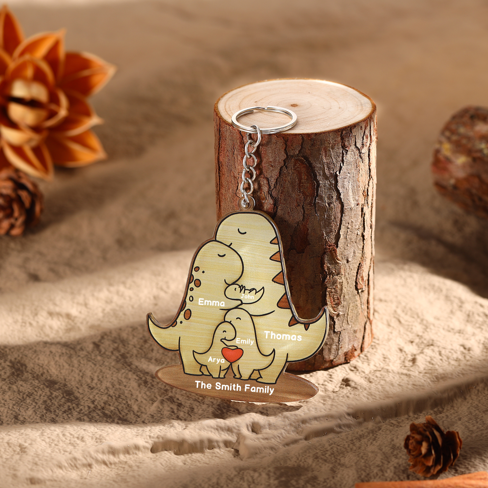 5 Names - Personalised Acrylic Dinosaur Keychain Custom Text & Name Ornament Gifts for Father/Mother-Jessemade AU