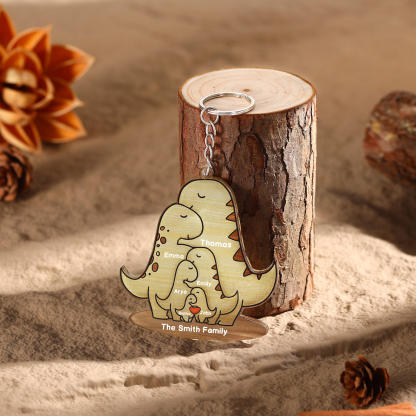 6 Names - Personalised Acrylic Dinosaur Keychain Custom Text & Name Ornament Gifts for Father/Mother-Jessemade AU