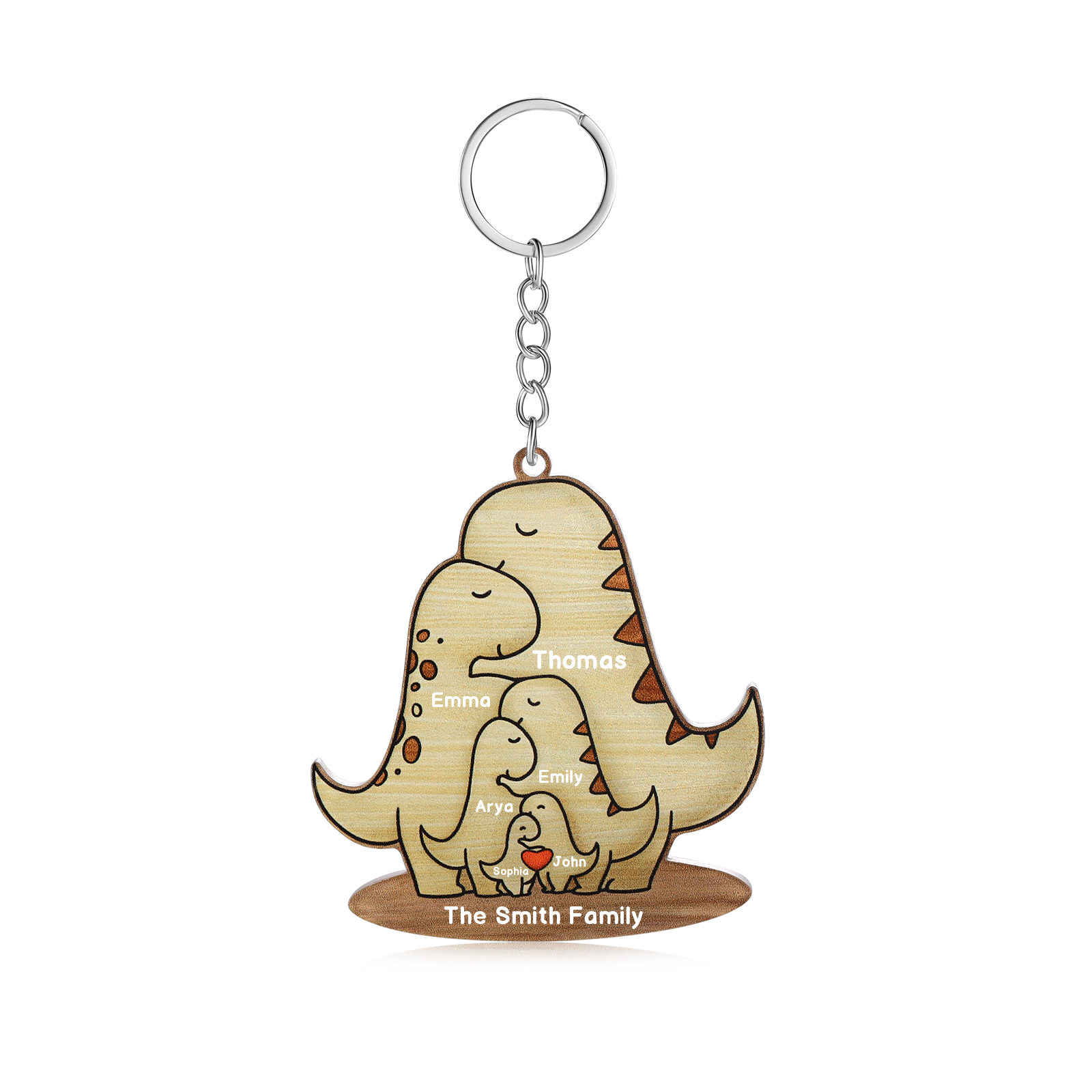 6 Names - Personalised Acrylic Dinosaur Keychain Custom Text & Name Ornament Gifts for Father/Mother-Jessemade AU