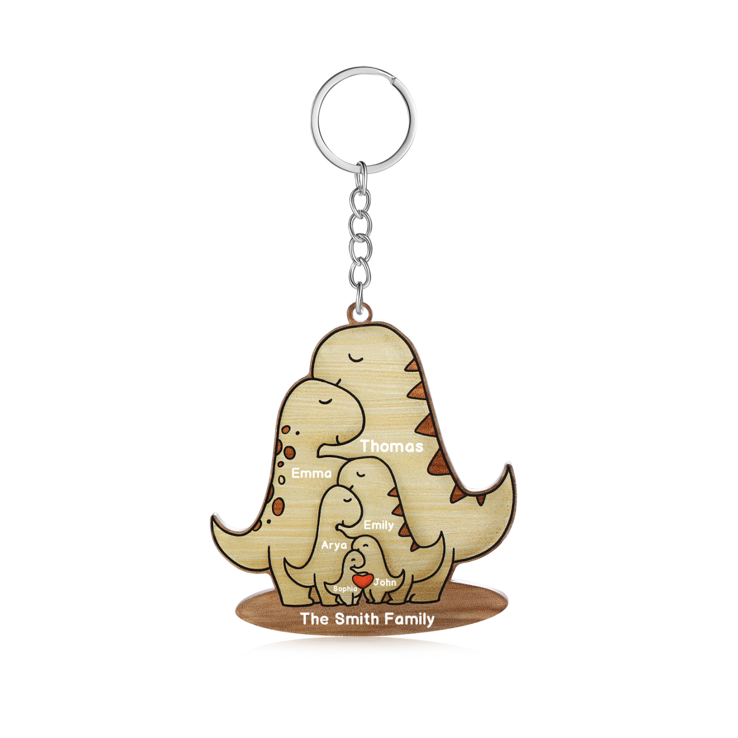 6 Names - Personalised Acrylic Dinosaur Keychain Custom Text & Name Ornament Gifts for Father/Mother-Jessemade AU