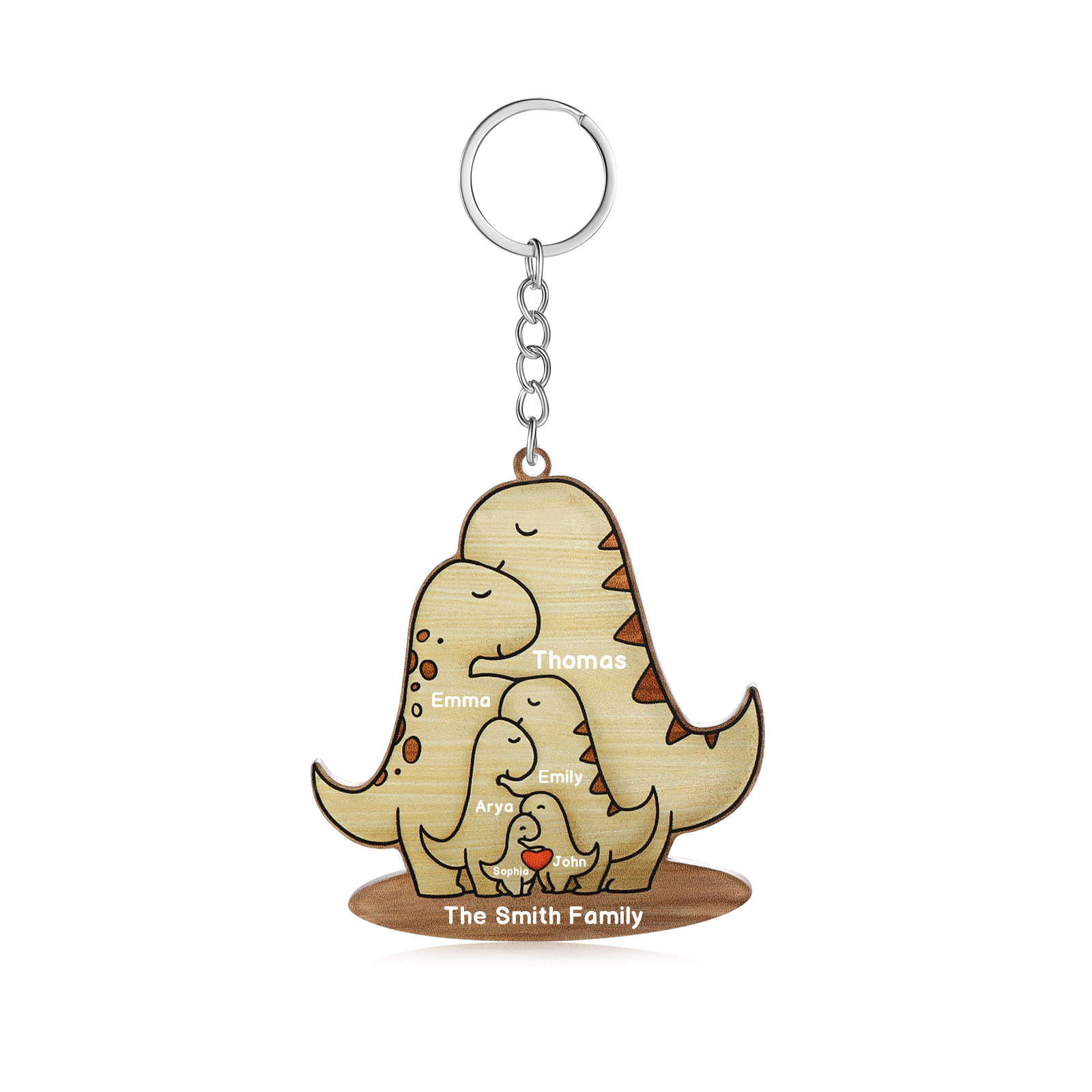 6 Names - Personalised Acrylic Dinosaur Keychain Custom Text & Name Ornament Gifts for Father/Mother-Jessemade AU