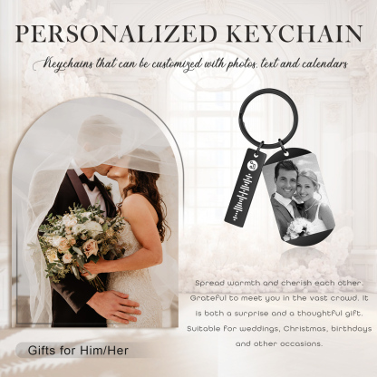 Personalised Calendar & Photo & Text & Spotify Code Keychain Custom Music Keyring Black Gifts for Couple | Jessammade -Jessemade AU