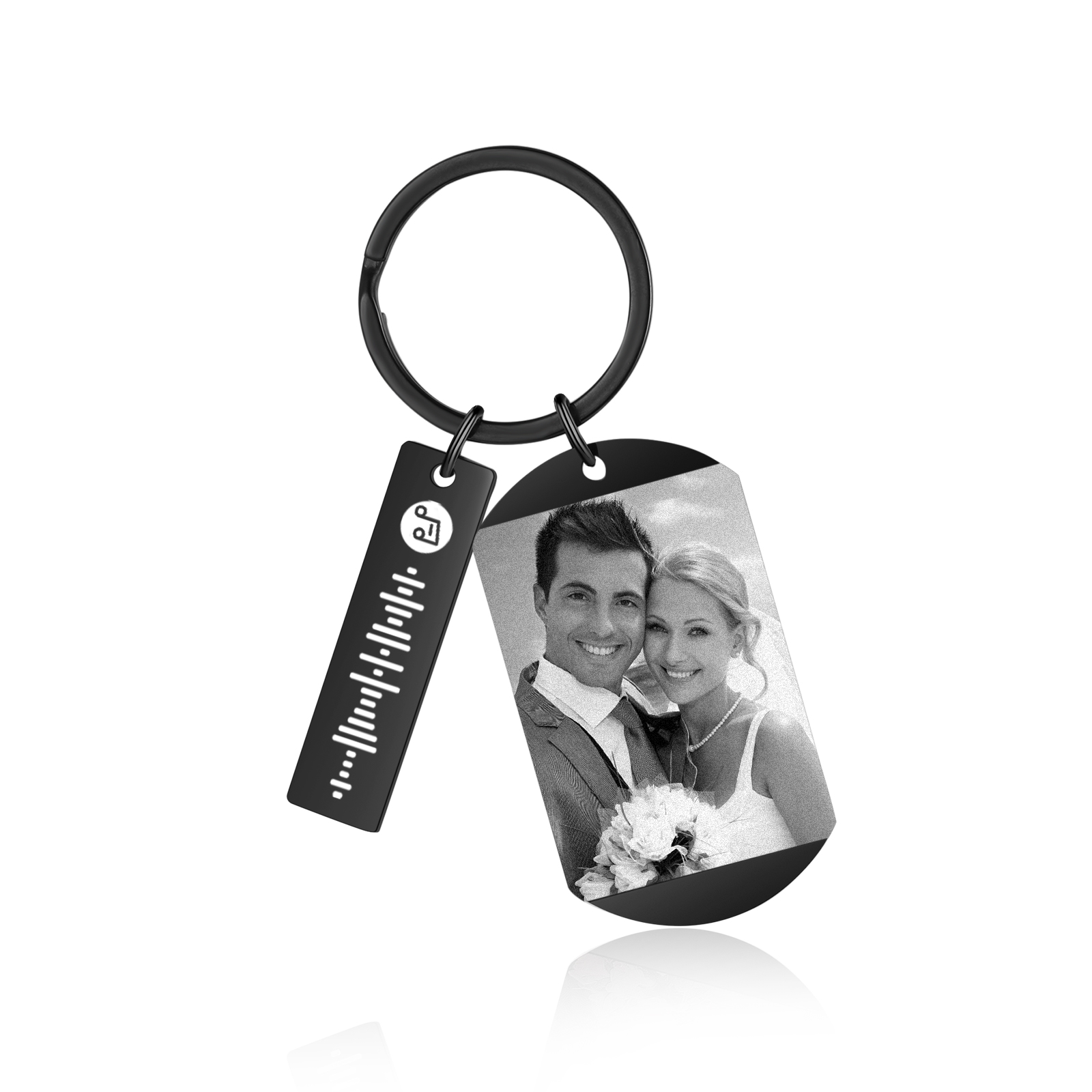 Personalised Calendar & Photo & Spotify Code Keychain Custom Music Keyring Black Gifts for Couple | Jessammade 