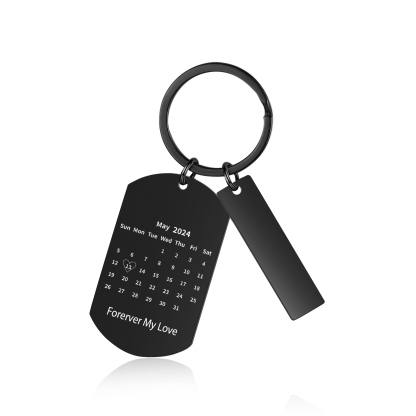 Personalised Calendar & Photo & Text & Spotify Code Keychain Custom Music Keyring Black Gifts for Couple | Jessammade -Jessemade AU