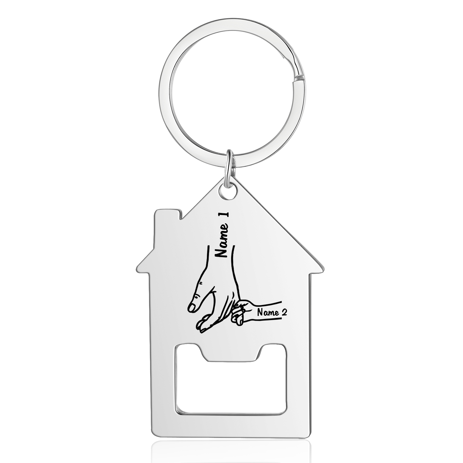 Personalised Holding Hands Keychain Custom 2–5 Names Bottle Opener House-Shaped Keyring Gifts for Family-Jessemade AU