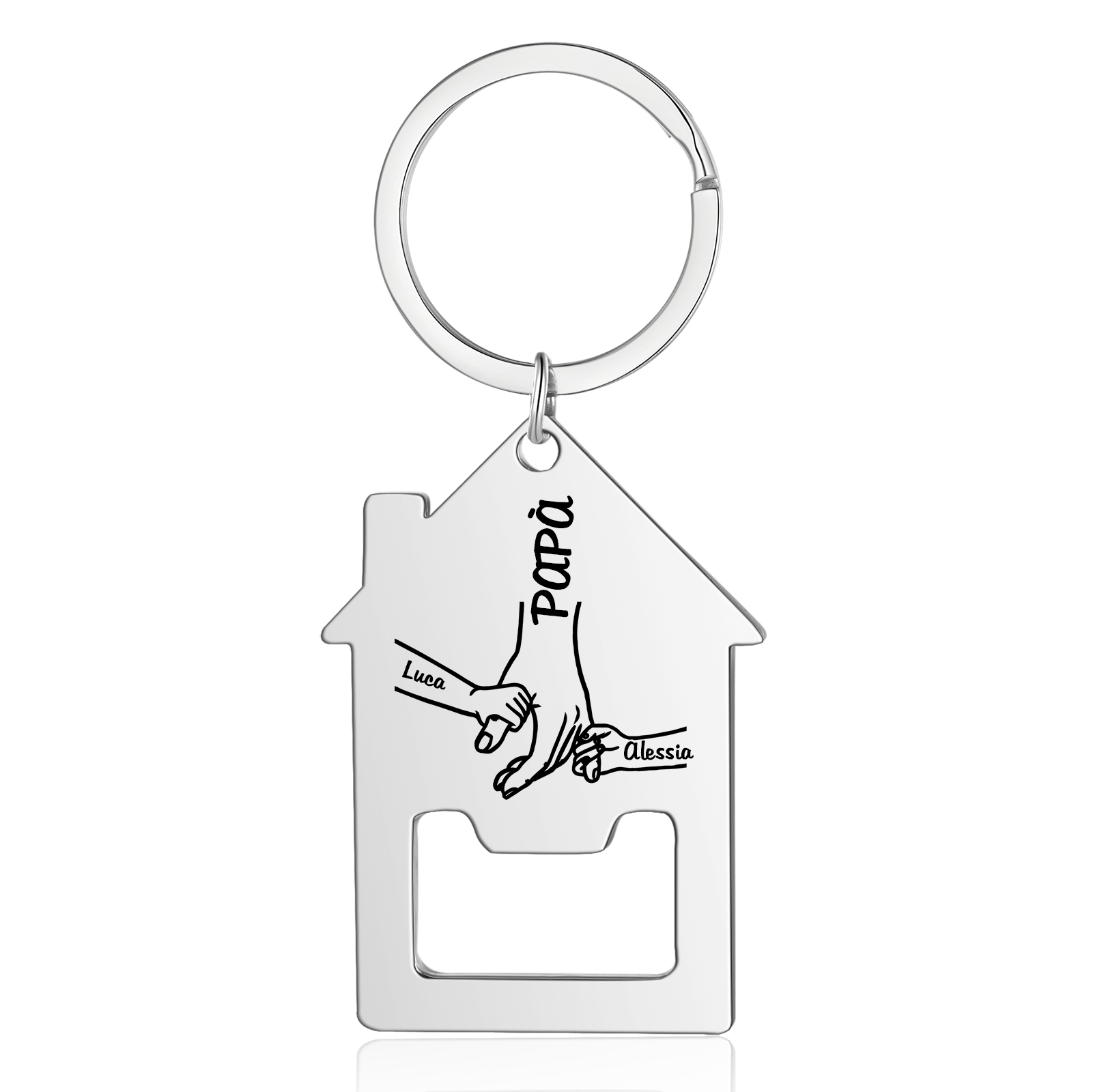 Personalised Holding Hands Keychain Custom 2–5 Names Bottle Opener House-Shaped Keyring Gifts for Family-Jessemade AU